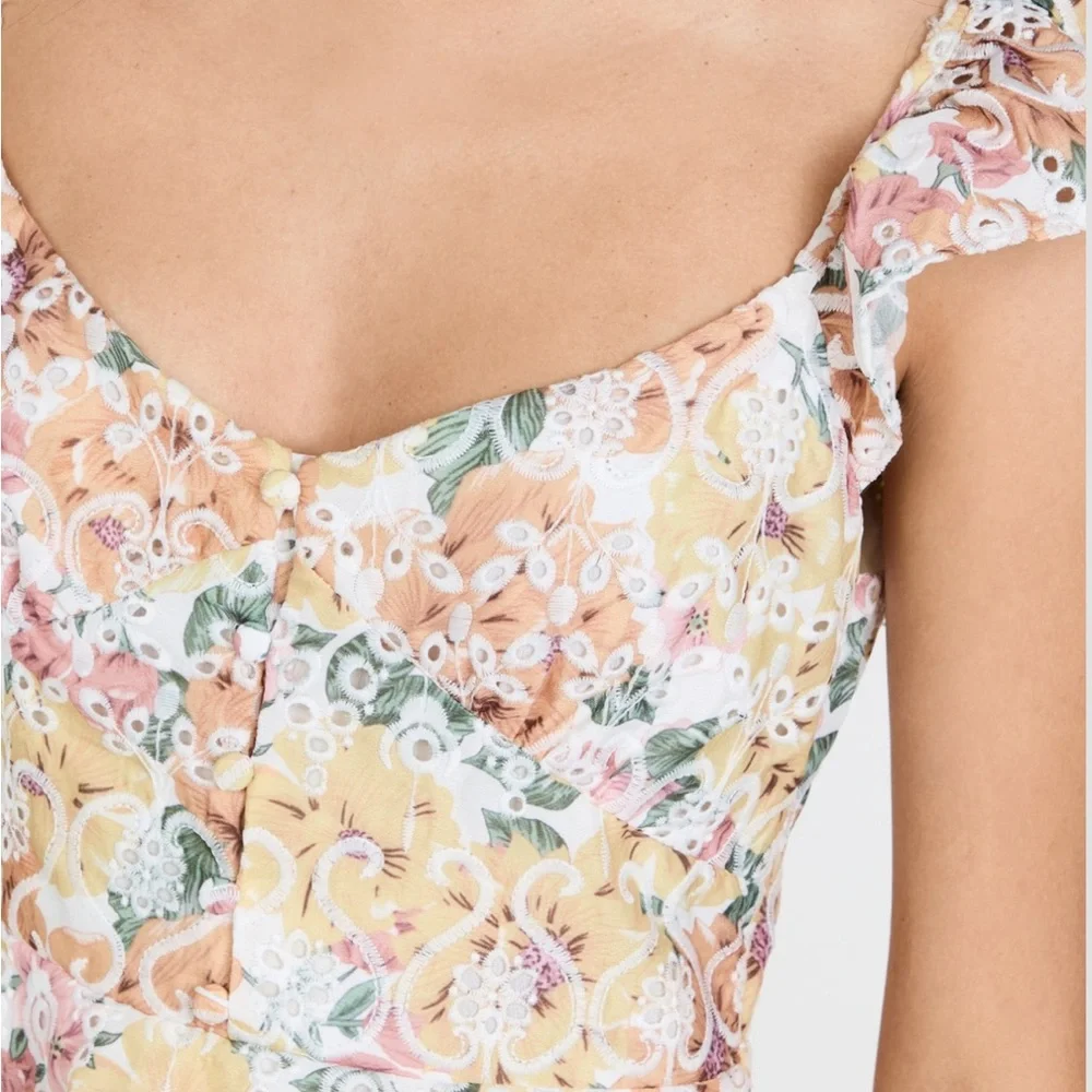 NWT En Saison Presley Floral Embroidered Tieres Midi Dress, Size Large. - Picture 6 of 13